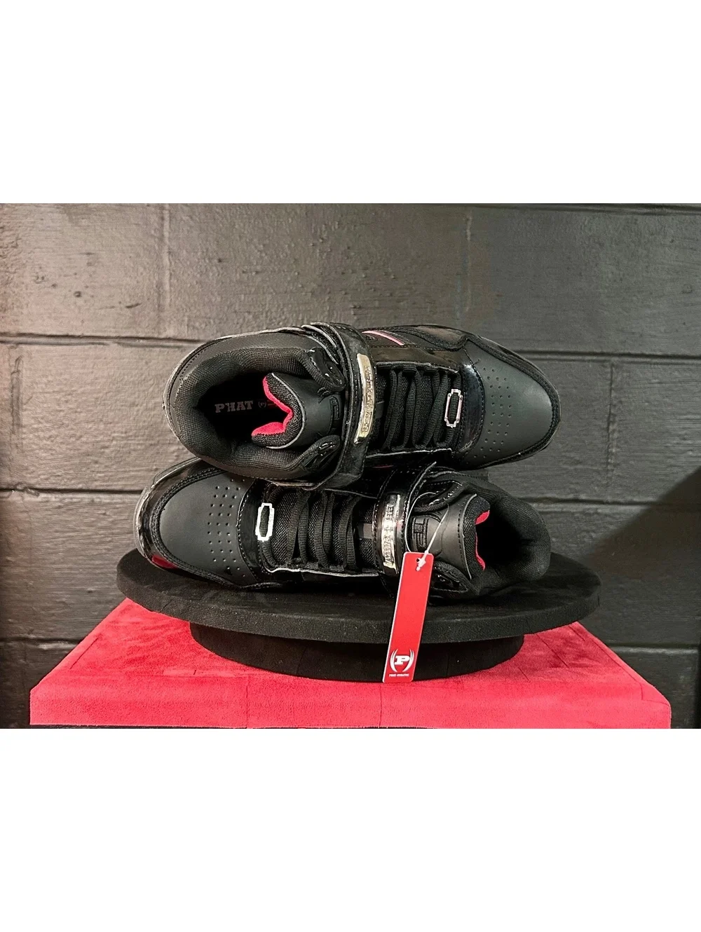 Y2K Phat Farm Twister Mens 10 Black Patent Sneakers NIB Rare